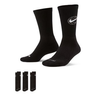 Nike Everyday Crew Basketball Sports 3-pack Quick-drying Mid-calf Length Sock Black DA2123-010