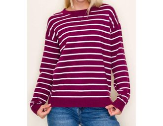 Staccato Everyday Striped Sweater In Plum