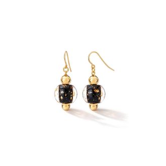 Gold & Honey Womens Bead Drop Earrings In Black Gold Flakes