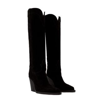 PARIS TEXAS Womens El Dorado Boot Leather Black Calfskin Shoes
