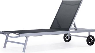 Habitat & Jardin Tumbona aluminio y textileno gris 200 x 65 x 92 cm