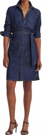 Ralph Lauren Belted Denim Shirtdress In Pure Rinse Wash