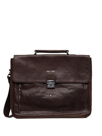 Aeronautica top-handle briefcase - men - Calf Leather - One Size - Brown