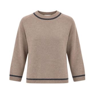 Marella Emmegrege Trui - Dames - Ronde hals truien - Beige - L - Wol - Truien & Vesten