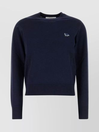 Maison Kitsun&eacute; merino wool m&eacute;lange ribbed-knit crew-neck jumper