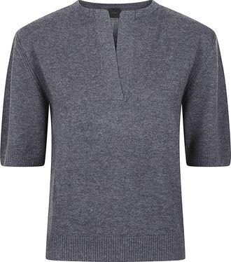 Pinko Varsavia Notch Detail Short-Sleeve V-Neck Sweater