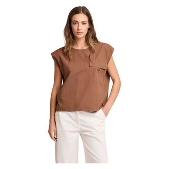 Kocca Blouses, female, Brown, Size: XS Cotton Short-Sleeve Blouse