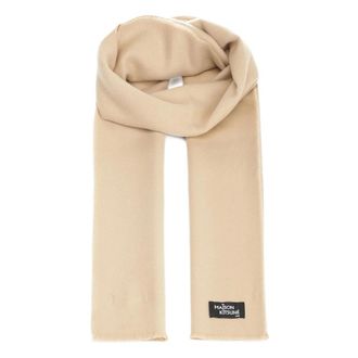 Maison Kitsun&eacute; Accessoires, Dames, Beige, ONE Size, Wol, Wool Fringe Scarf