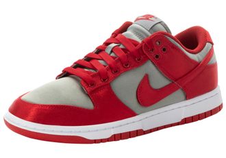 Nike Sneaker NIKE SPORTSWEAR W DUNK LOW ESS SNKR, Damen, Gr. 40,5, medium grau, varsity rot, wei&szlig;, Leder, Schuhe Sneaker