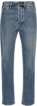 Moschino Blue logo-patch jeans