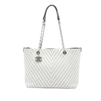 Chanel Bolso Tote Perforado de Piel Caviar Pre-owned - Pre-owned - Mujer - Blanco - ONE SIZE