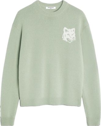 Maison Kitsuné fox-head crew-neck sweater - Green