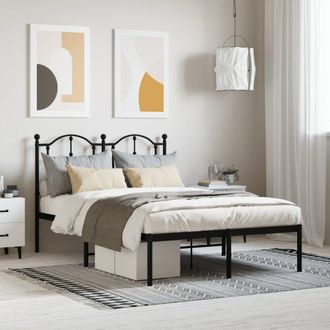 Berkfield Home Metal Bed Frame with Headboard Black 120x190 cm Small Double