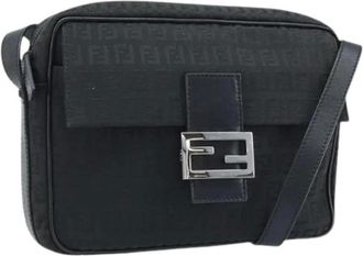 Fendi Pre-owned Cross Body Bags, female, Black, Size: ONE SIZE Pre-owned Vintage Zucchino Canvas Shoulder Bag