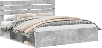 vidaXL Estructura De Cama Concreto 200 X 200 Cm Madera De Pino Macizo Vidaxl