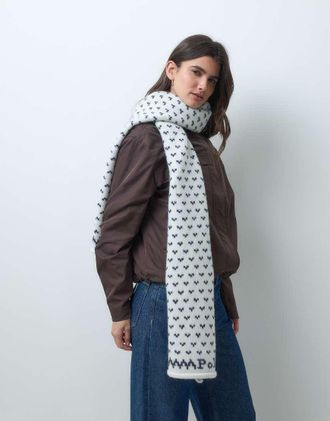 Polo Ralph Lauren sciarpa con stampa uccelli natalizia color crema-Bianco
