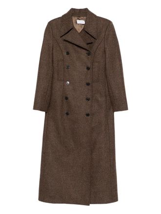 The Nina Studio double-breasted check coat - Brown
