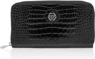 Philipp Plein Rounded Zip Wallet Cocco Shiny Women in Black at Nordstrom