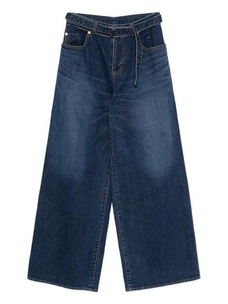 sacai belt jeans - women - Cotton - 4 - Blue