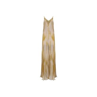 Elisabetta Franchi Maxi Jurken - Dames - Maxi kleedjes - Beige - S - Katoen - Kleedjes