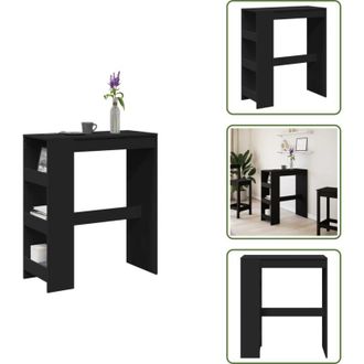 vidaXL The Living Store Tavolo Bar con Rastrelliera Nero 90x40x103,5 cm Multistrato - Tavolo bar con ripiano