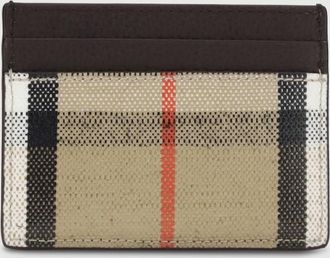 Burberry Portacarte di credito Highlands Burberry in cotone spalmato check e pelle