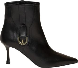Albano 4363Vit Enkellaarsjes met Hak - Dames - Laarzen met Hak - Zwart - 37 EU - Leer - Schoenen