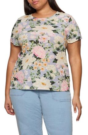 Sanctuary The Perfect T-Shirt in Spring Floral Blue at Nordstrom, Size 3X