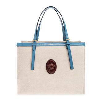 Versace Riviere Grote Tas - Dames - Shoppers - Beige - ONE Size - Katoen - Tassen