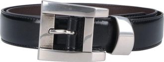 Versace Black Rectangular Buckle Leather Belt