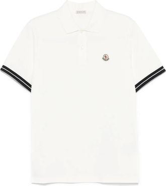Moncler Polo in piqué con logo - Bianco