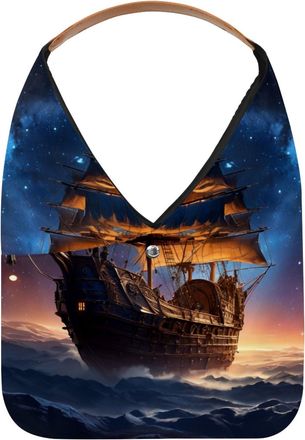 Generic Ancient Space Ship Reusable Lightweight Grocery Bags - Foldable Into Compact Pouch, Washable & Sturdy, Multipurpose for Shopping and Travel