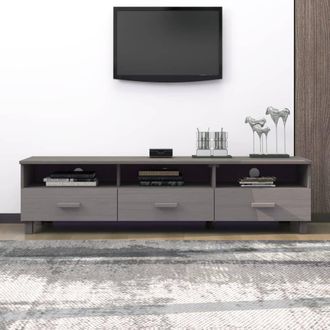 Berkfield Home TV Cabinet HAMAR Light Grey 158x40x40 cm Solid Wood Pine | Size: 158 x 40 x 40 cm