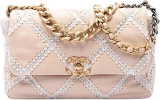 Chanel Pre-owned 19 Flap Shoulder Bag - Dames - Vintage Schoudertas - Beige - ONE Size - Leer - Vintage