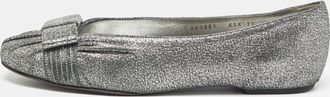 Ferragamo Metallic Suede Regale Ballet Flats