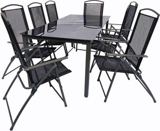 ebuy24 Vcm 9 Piezas Muebles De Jard&iacute;n Set Grupo De Asientos Grupo De Comedor 1x Mesa, 8x Sillas Mesa Dimensiones Aprox. Al. 76 X An. 189 X P. 90 Cm Juego Hoc