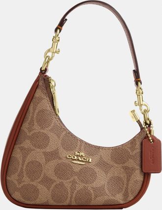 Coach Womens Twisted Teri Bag Charm in Signature Canvas - Dark Brown - One Size