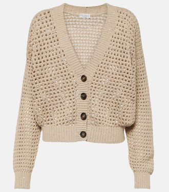 Brunello Cucinelli Sequined open-knit cotton-blend cardigan