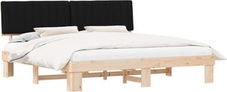 vidaXL Estructura De Cama Con Cabecera Tapizada Negro 200 X 200 Cm Vidaxl