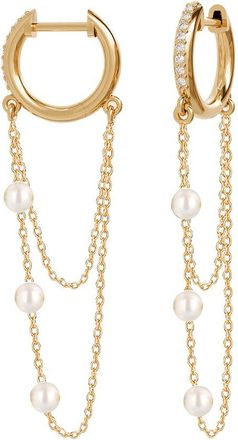 Gabi Rielle 14K Over Silver Pearl Cz Huggie Hoops
