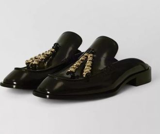 Loewe mule loafers chain spiral detail leather