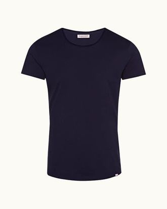 Orlebar Brown Ob T Mercerised Tailored Fit Crew Neck Cotton T-Shirt in Navy at Nordstrom, Size Xxx-Large