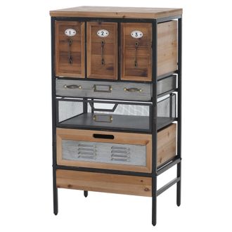 Hhg [nunca Usado] C&oacute;moda De Farmacia Hhg-585, Armario Alto Con Cajones Y Portaetiquetas, Estilo Industrial Vintage/shabby, Madera Y Metal, 85 X 46 X 35 Cm