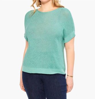 Nic+Zoe Easy Sleeve Summer Sweater In Dusty Aqua