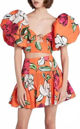 Aje Niki Pleated Mini Skirt In Orange