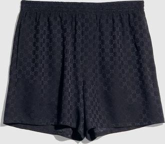 Gucci GG Silk Jacquard Shorts, Size 42, Blue
