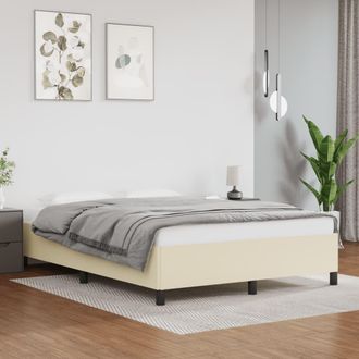 vidaXL Estructura De Cama Sin Colch&oacute;n Cuero Sint&eacute;tico Crema 140x190 Cm Vidaxl