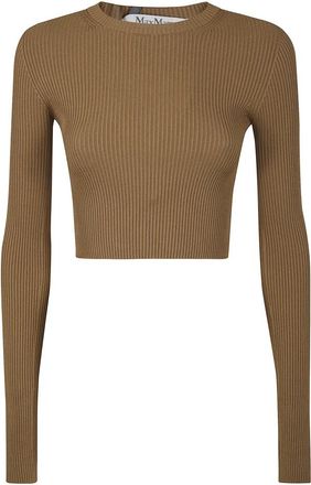 Max Mara Basis Trui - Dames - Ronde hals truien - Bruin - M - Truien & Vesten
