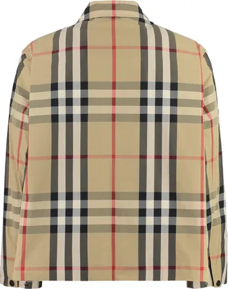 Burberry Mens Checked Jacket Beige Polyamide Raincoats Coat