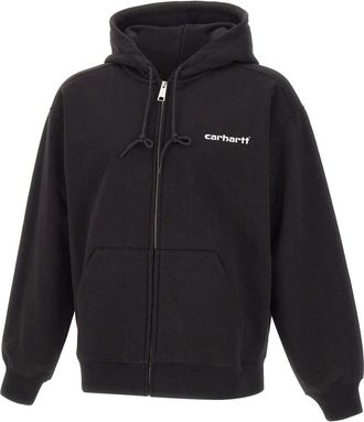 Carhartt Work in Progress Hooded Archive Lines Jacket - Heren - Vesten met rits - Zwart - S - Katoen - Hoodies & sweatvesten